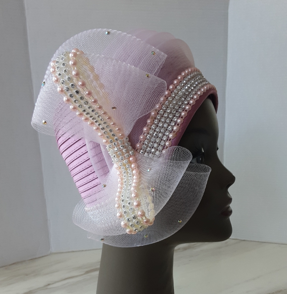 CHARM'S Avant-Garde Glam Crystal | Pearl Fascinator Derby Church Hat - NWT